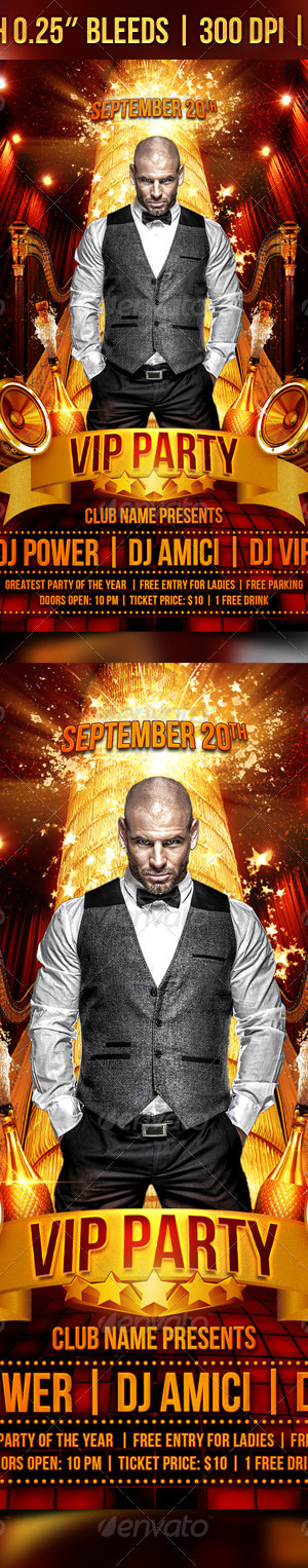 VIP Party Flyer Template, Print Templates | GraphicRiver