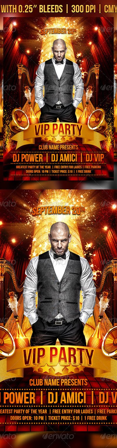 VIP Party Flyer Template, Print Templates | GraphicRiver