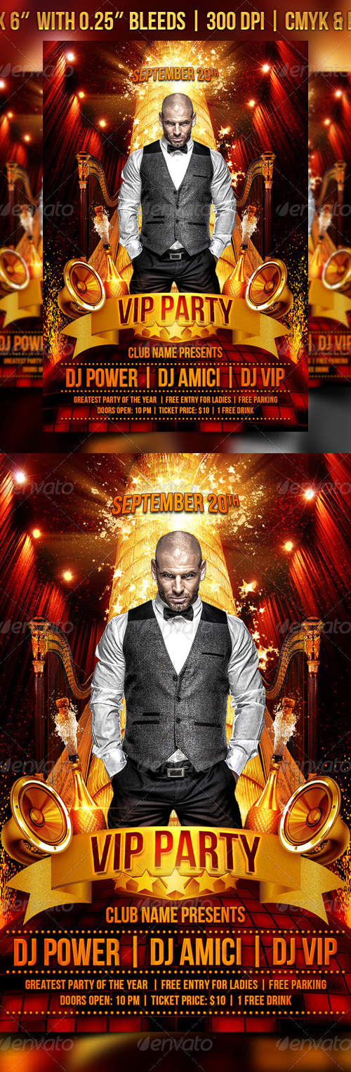 VIP Party Flyer Template, Print Templates | GraphicRiver