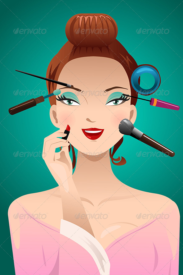 Applying Makeup on a Woman, Vectors | GraphicRiver