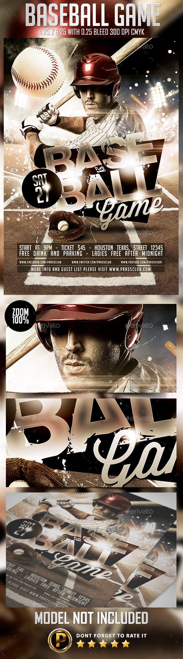 Baseball Game Flyer Template, Print Templates GraphicRiver