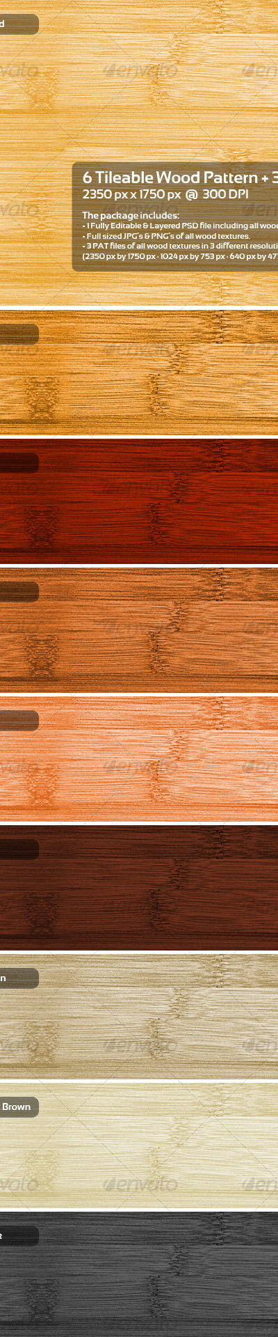 6 Tileable Wood Pattern + 3 Bonus, Add-ons | GraphicRiver