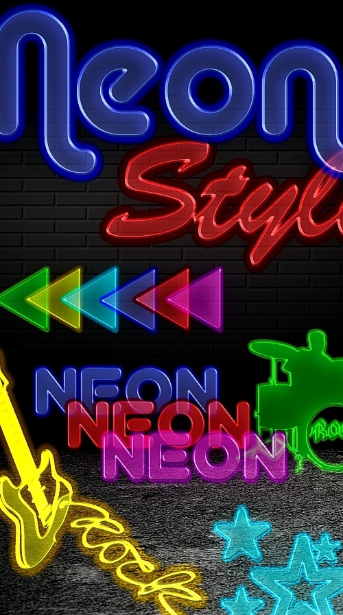 Neon Styles 6 colors , Add-ons | GraphicRiver