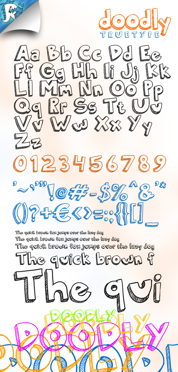 Doodly TrueType - Doodle Font, Fonts | GraphicRiver
