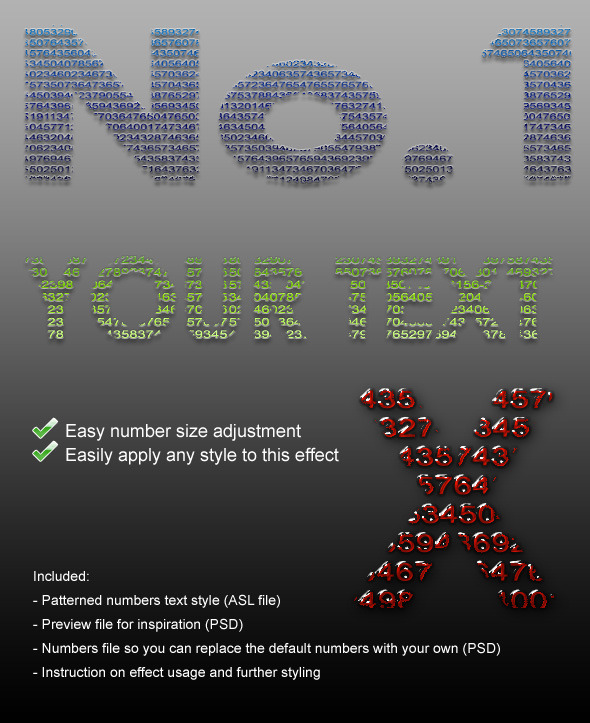 Pattern Numbers Text Style, Add-ons | GraphicRiver