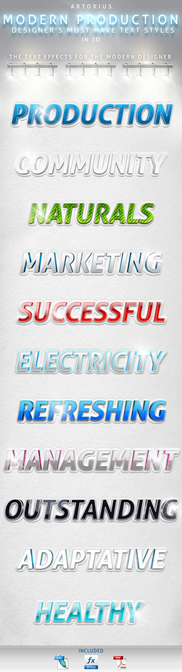 Modern Production - 3D Text Styles, Add-ons | GraphicRiver