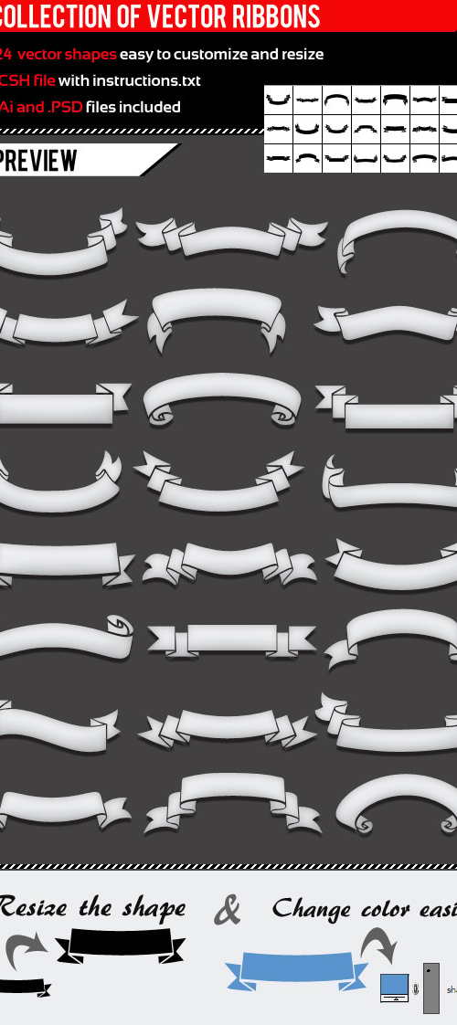 Collection Of Ribbons, Add-ons | GraphicRiver