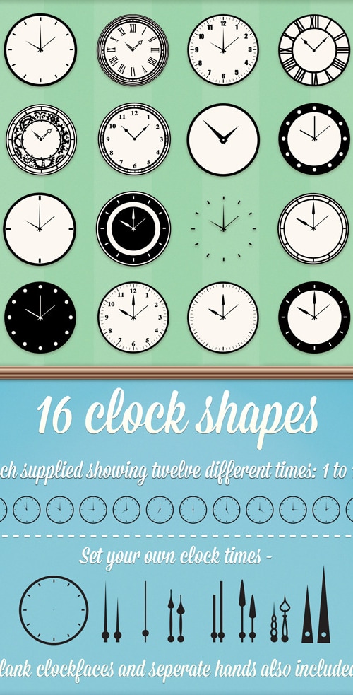 Clock Custom Shapes, Add-ons | GraphicRiver
