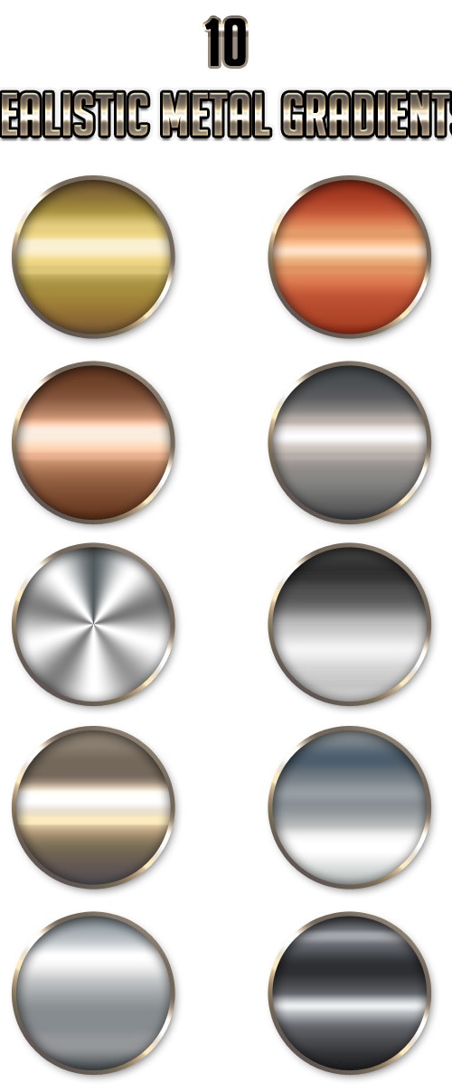 10 Realistic Metal Gradients, Add-ons | GraphicRiver