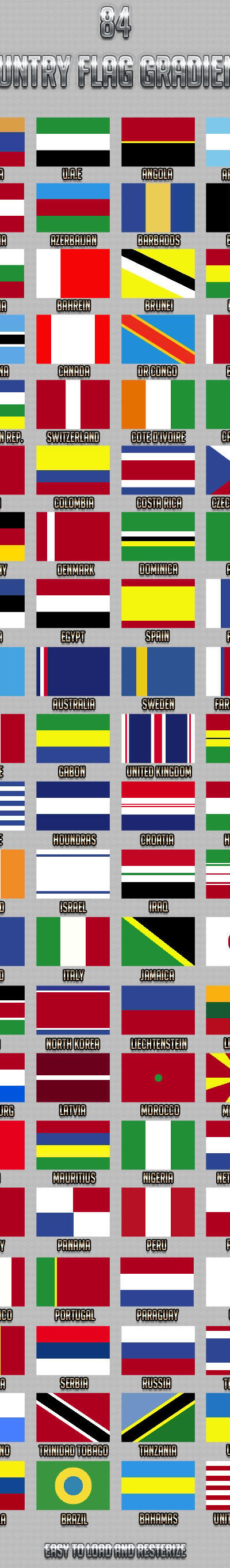 84 Country Flag Gradients, Add-ons | GraphicRiver