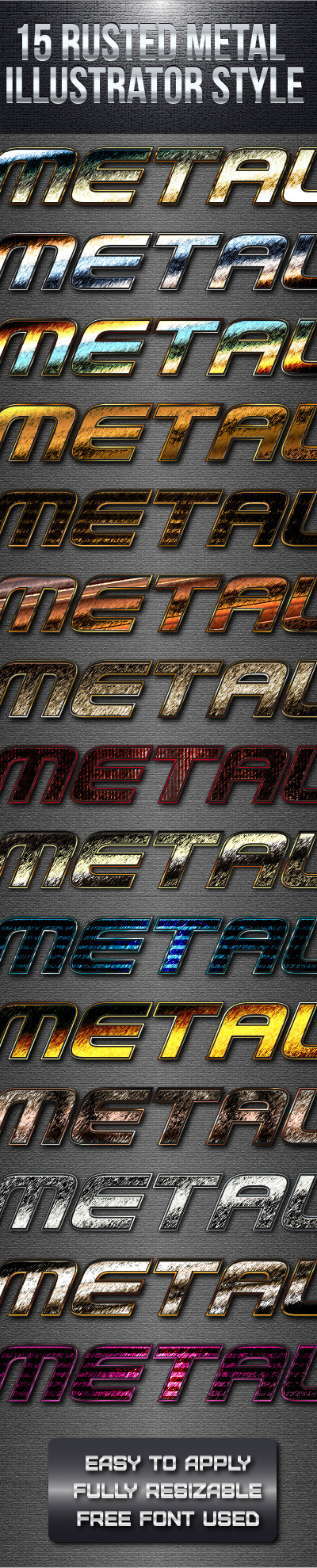 15 Rusted Metal Illustrator Style, Add-ons | GraphicRiver