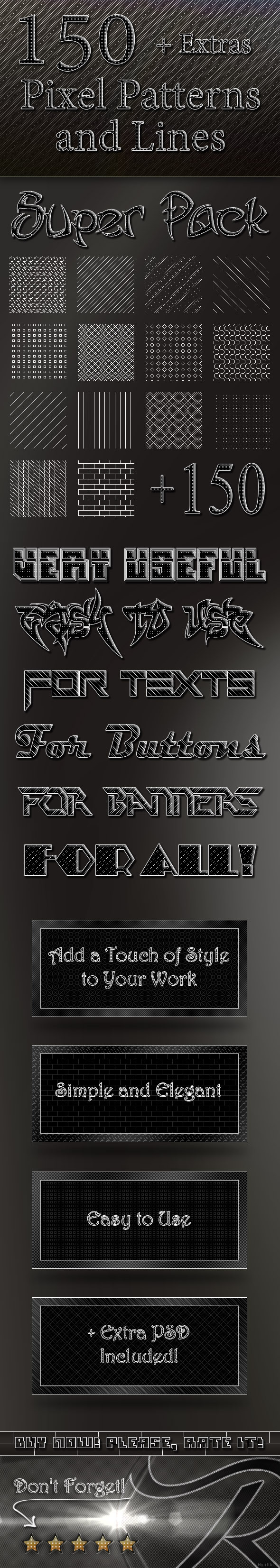 Pack 150 Pixel Patterns and Lines, Add-ons | GraphicRiver