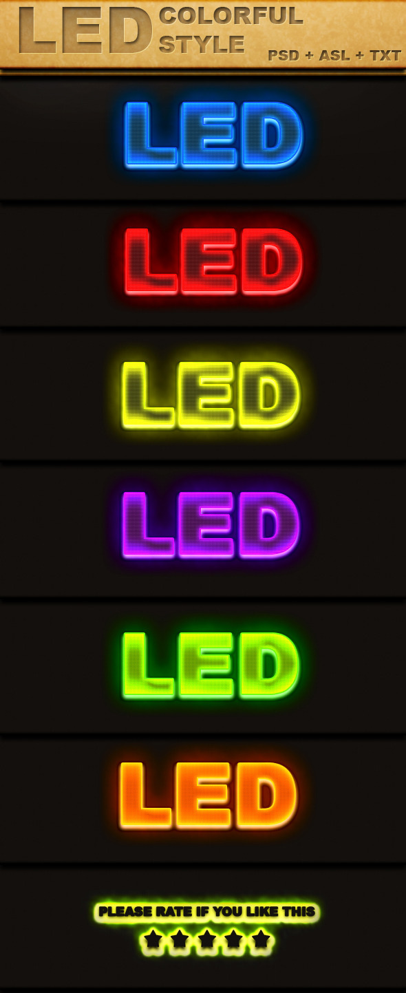 LED Colorful Text Style, Add-ons | GraphicRiver