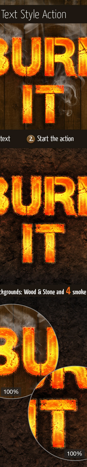 Burning Text Style Action, Add-ons | GraphicRiver
