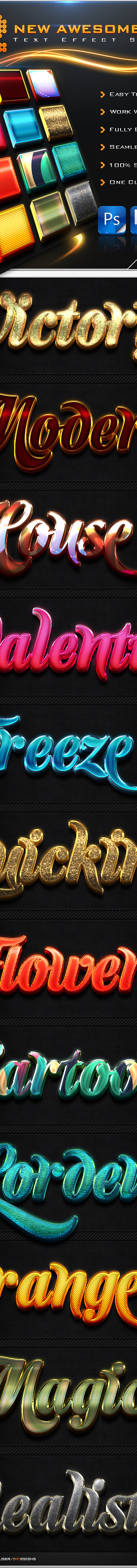 12 New 3D Text Effect Styles + Actions, Add-ons | GraphicRiver
