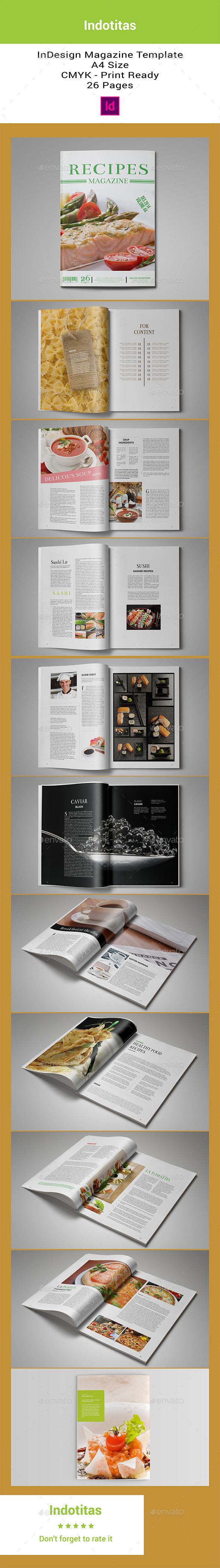 Food Recipes Magazine Template, Print Templates | GraphicRiver