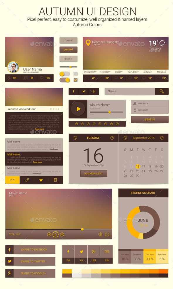 Autumn Ui Design, Web Elements | GraphicRiver