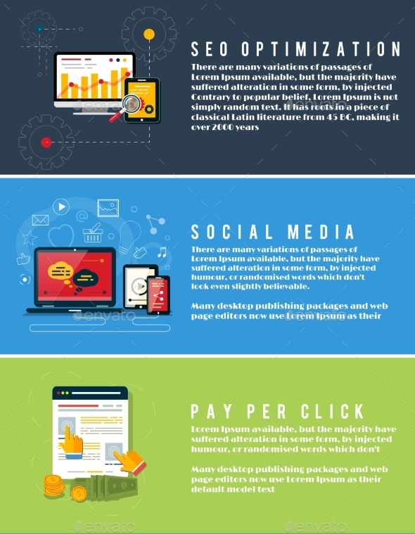 Seo Marketing, Pay Per Click, Social Media, Vectors | GraphicRiver