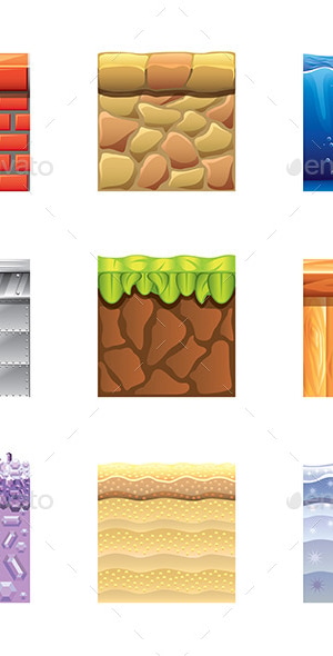 Textures for Platformers Icons Vector Set, Vectors | GraphicRiver