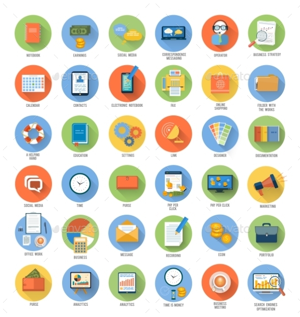 Set for Business and Office Applications Icons, Vectors | GraphicRiver