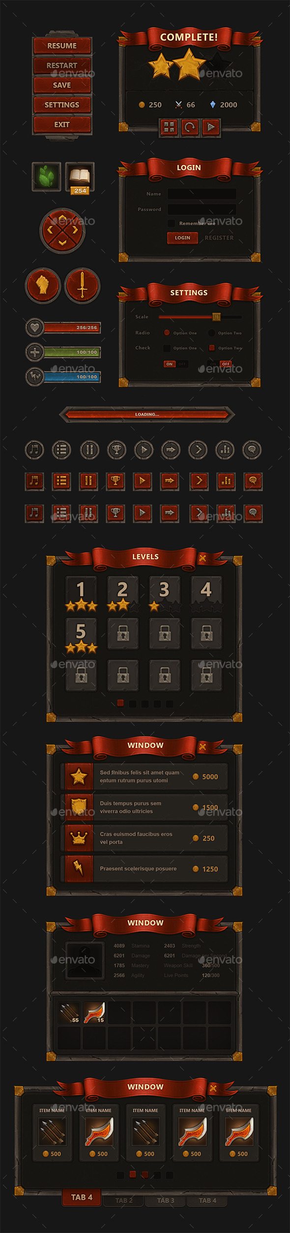 Fantasy Mobile Game Interface, Game Assets | GraphicRiver