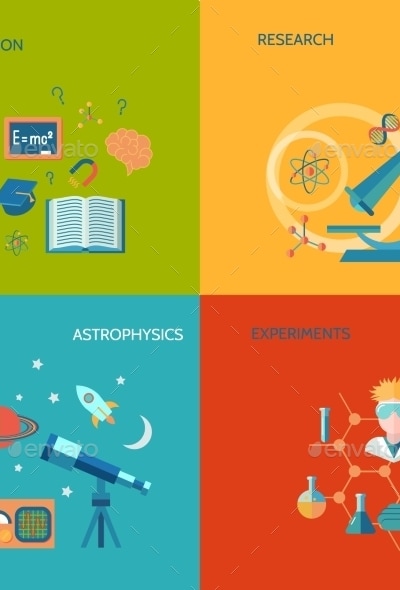 Science and Research Flat, Vectors | GraphicRiver