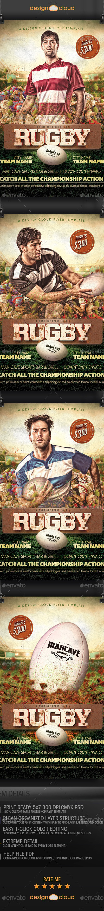 Rugby Game Day Flyer Template, Print Templates | GraphicRiver