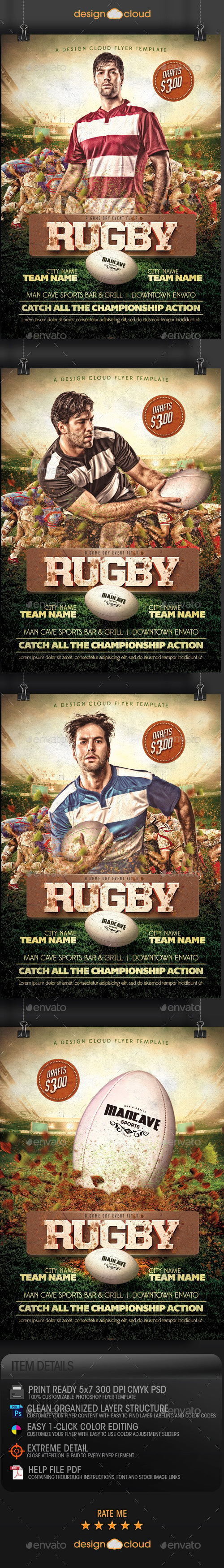 Rugby Game Day Flyer Template, Print Templates | GraphicRiver