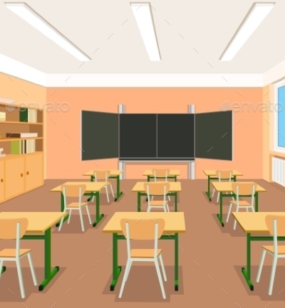 Vector Illustration of an Empty Classroom, Vectors | GraphicRiver