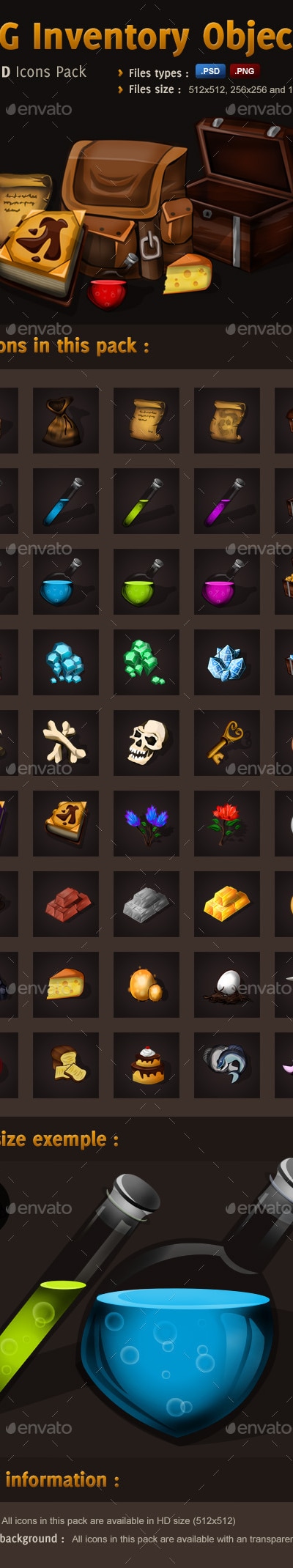 RPG Icons Pack - Inventory Objects, Game Assets | GraphicRiver