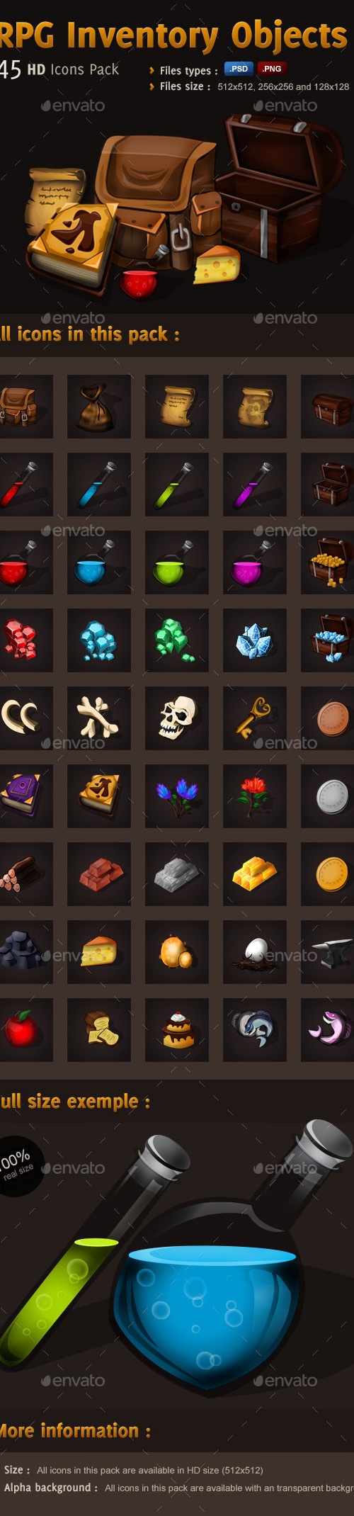 RPG Icons Pack - Inventory Objects, Game Assets | GraphicRiver