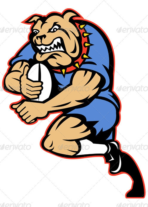 Bulldog Rugby Player Running With Ball, Vectors | GraphicRiver