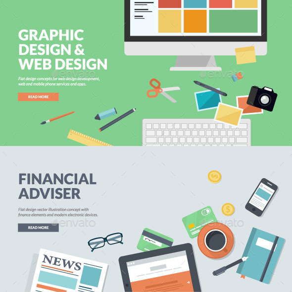 Flat Concepts for Web Development and Finance , Vectors | GraphicRiver
