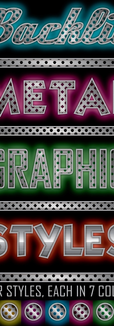 Backlit Metal Graphic Styles, Add-ons | GraphicRiver