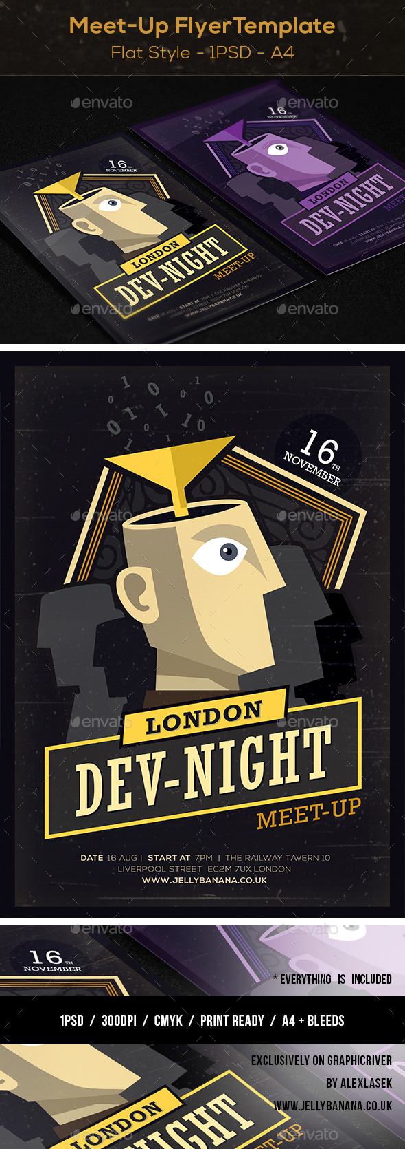 Flat Meet-Up Flyer / Poster Template A4, Print Templates | GraphicRiver
