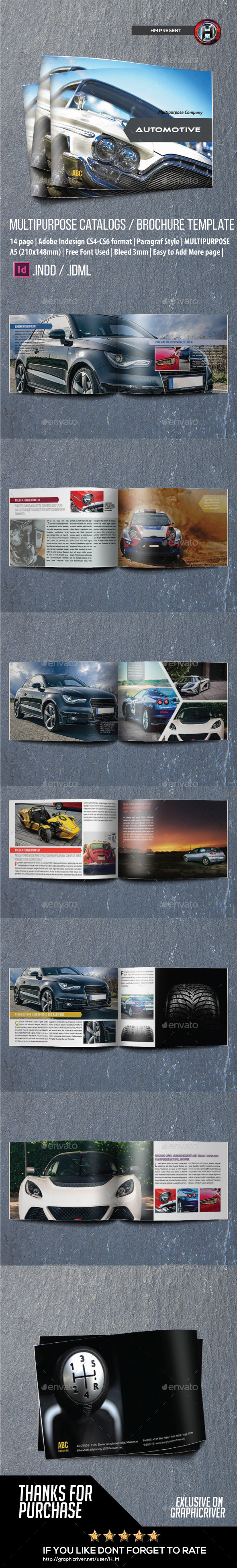 Automotive Catalog Brochure Indesign Template, Print Templates