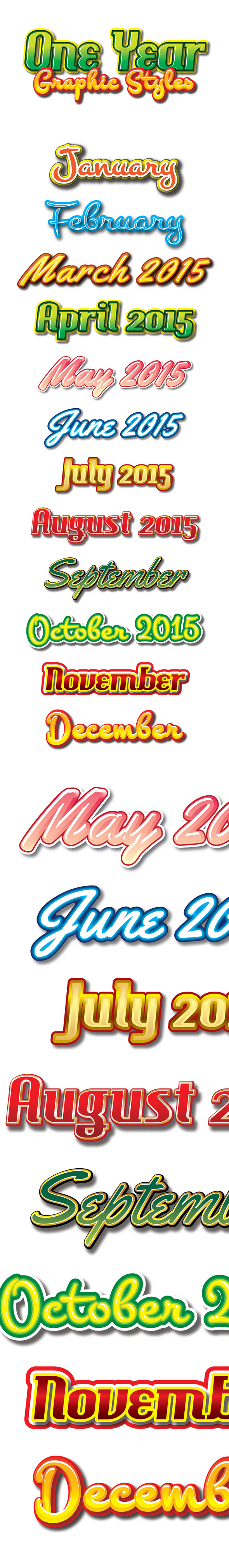 One Year Graphic Styles for Ai, Add-ons | GraphicRiver