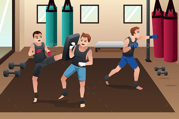 Boxer Training in the Gym, Vectors | GraphicRiver