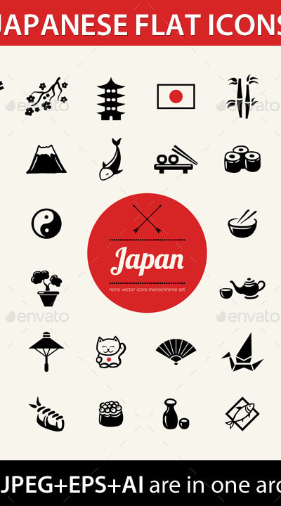 Japanese Icons Set, Vectors | GraphicRiver