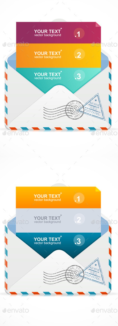 Mail Postcard Menu with 3 Choices, Vectors | GraphicRiver