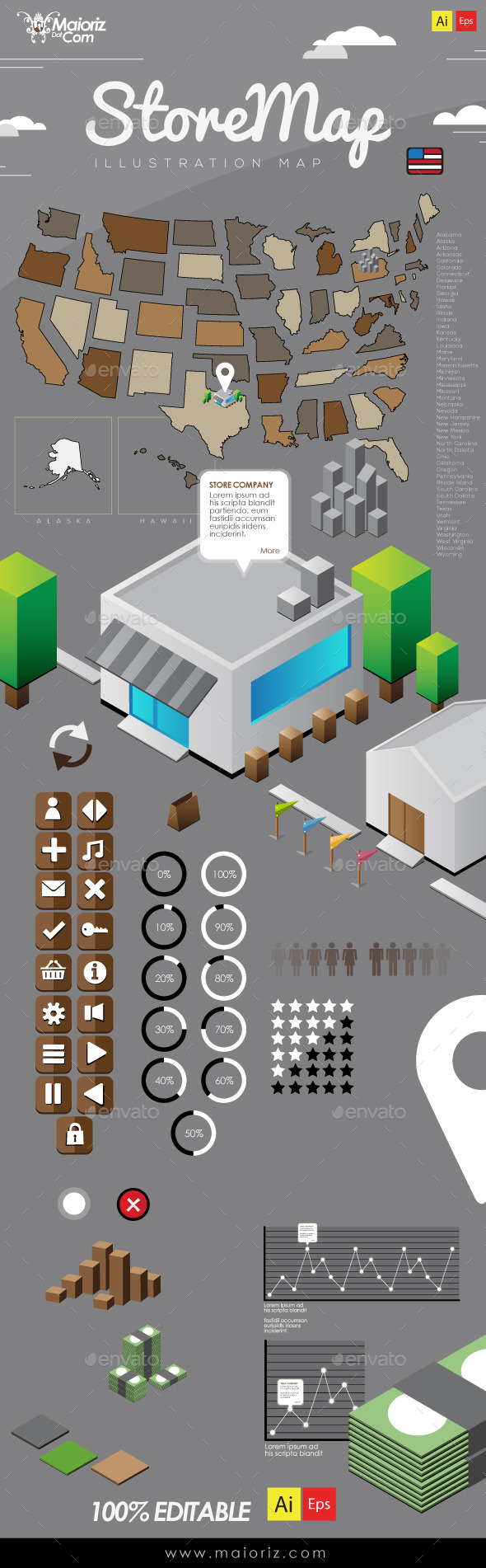 Infographic Store Map, Vectors | GraphicRiver