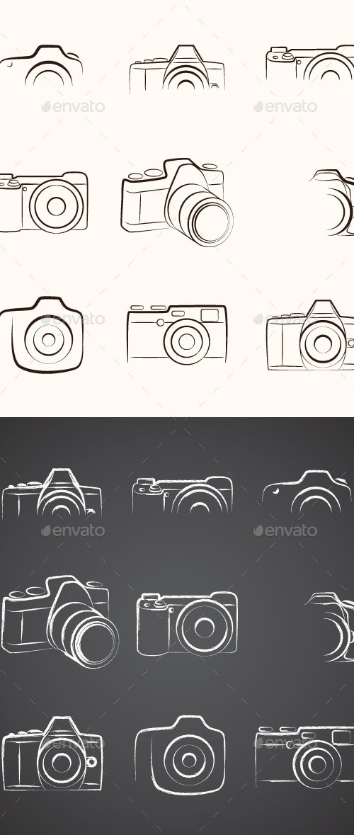 Camera Outline, Vectors | GraphicRiver