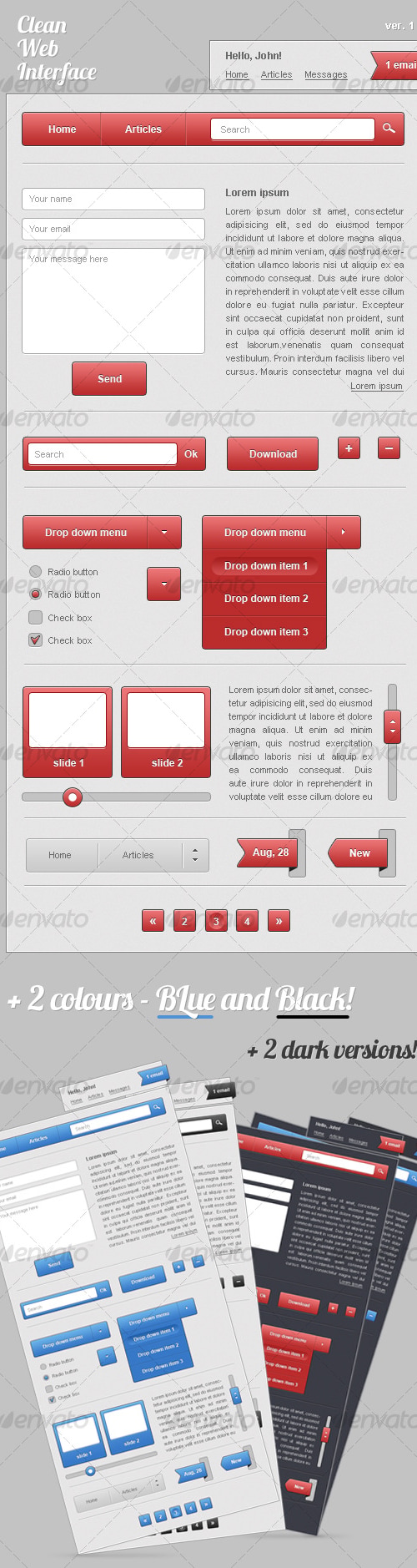 Clean Web Interface, Web Elements | GraphicRiver