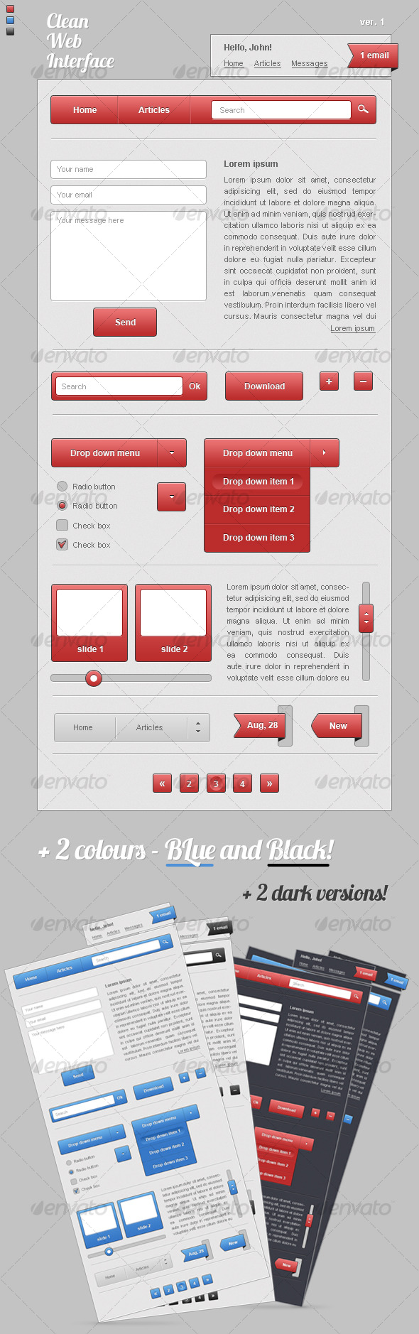 Clean Web Interface, Web Elements | GraphicRiver