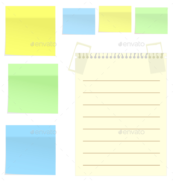 Set of Multicolor Stickers for Note on White, Vectors | GraphicRiver