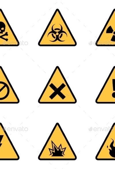 Vector Set of Warning Icons, Vectors | GraphicRiver