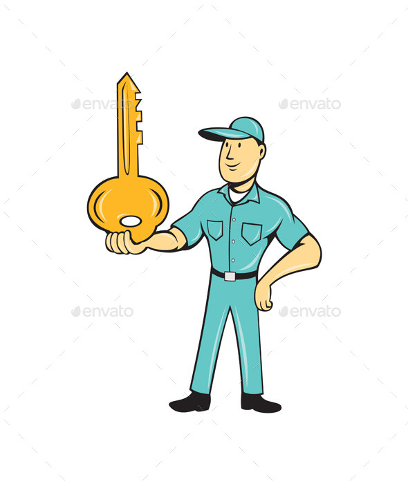 Locksmith Balancing Key Palm Cartoon, Vectors | GraphicRiver