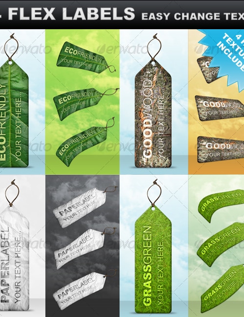 4 Premium Flex Labels, Web Elements | GraphicRiver