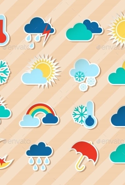 Weather Stickers Set, Vectors | GraphicRiver