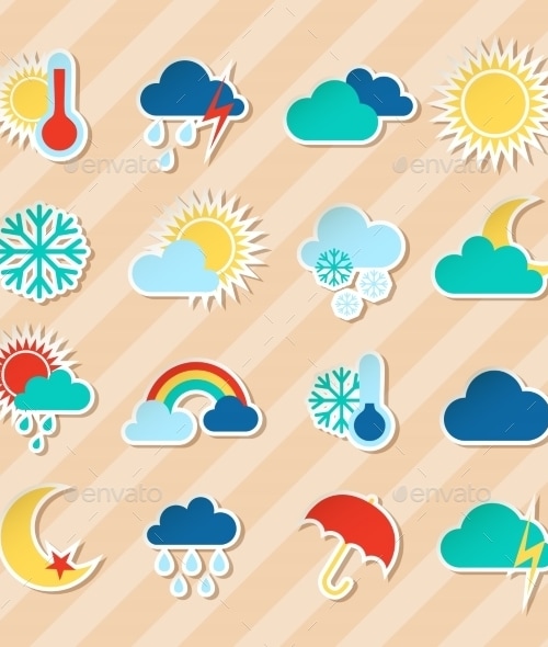 Weather Stickers Set, Vectors | GraphicRiver